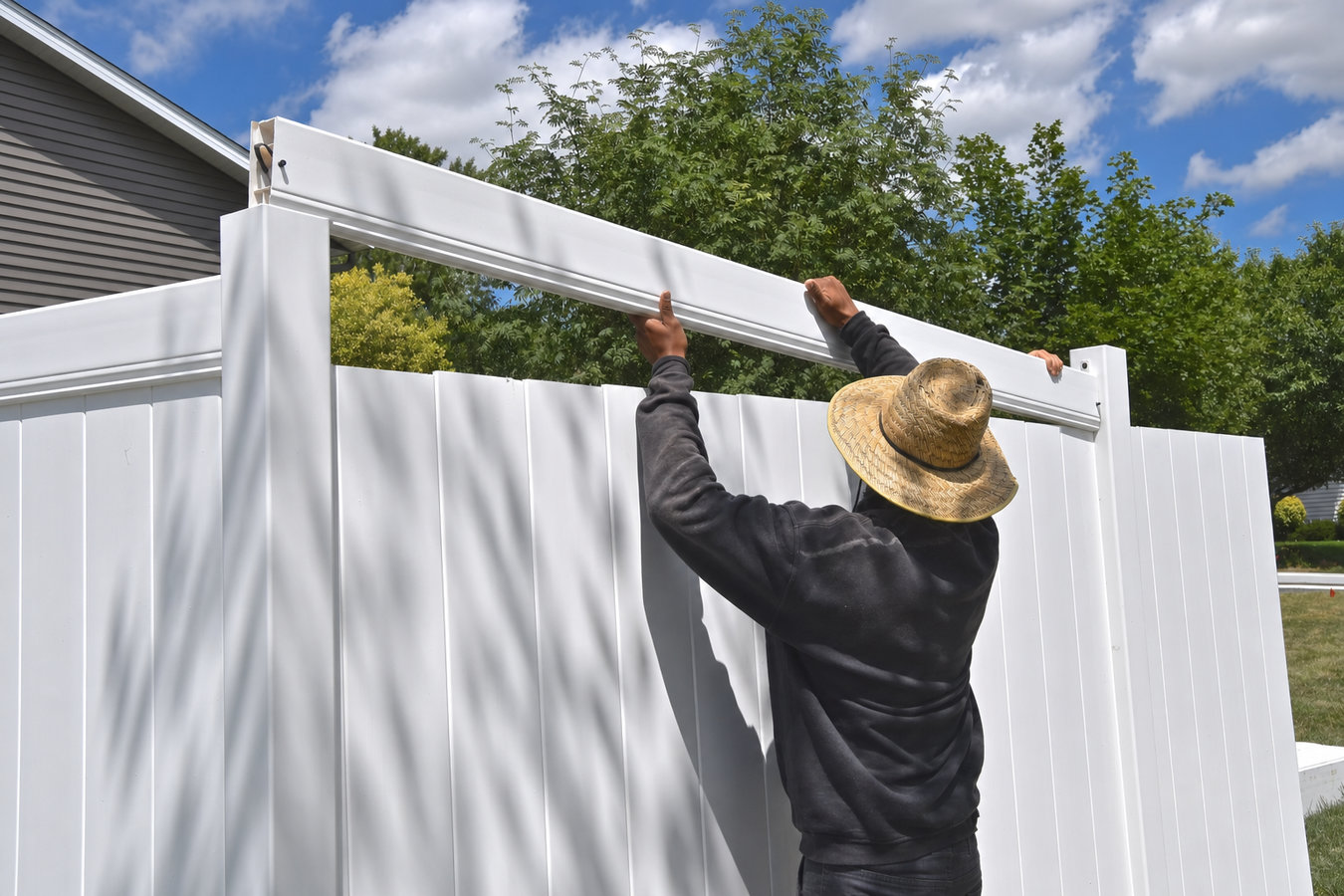 Vinyl fence installation